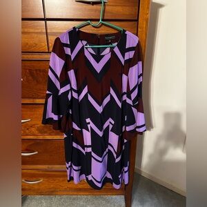 Eloquii Purple/Burgundy Geometric Print Dress. Size 16. NWOT.